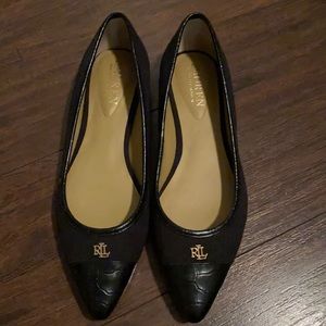 Brand New Ralph Lauren Black Flats Sz 5.5 B